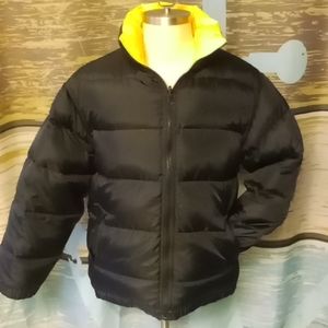 JLC Down Puffer Coat Reverseable. Yellow Black.